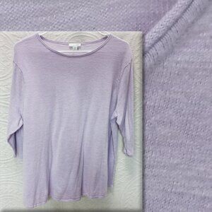 J. Jill Dusty Pale Lilac Linen/Cotton 3/4 Sleeve Crew Neck Shirt 2XL (T-372)